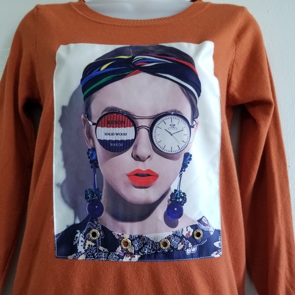 Winter Graphic Knit Sweater, Winter Round Neck - Picture 3 of 9